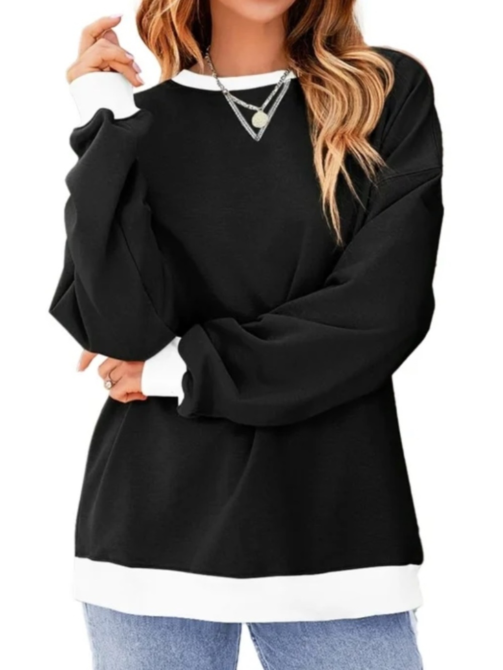 Fantaslook Oversized Colorblock Sweatshirt 3XL Black White NWT - Picture 9 of 14